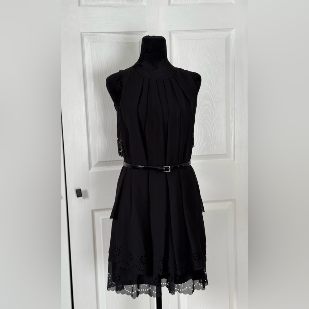Jessica Simpson Romantic Flirty Little Black Lace Tier Ruffle Mini Dress